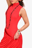 Christopher Esber Red Ruched Coil Tank Dress Size 8