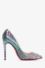 Christian Louboutin Blue/Purple Leather 'Pigalle' Snake Pattern Heels Size 35.5