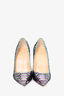 Christian Louboutin Blue/Purple Leather 'Pigalle' Snake Pattern Heels Size 35.5