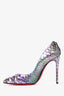 Christian Louboutin Blue/Purple Leather 'Pigalle' Snake Pattern Heels Size 35.5