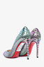 Christian Louboutin Blue/Purple Leather 'Pigalle' Snake Pattern Heels Size 35.5