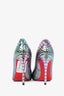Christian Louboutin Blue/Purple Leather 'Pigalle' Snake Pattern Heels Size 35.5