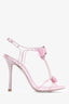Rene Caovilla Pink PVC Crystal Embellished Bow Sandals Size 35.5