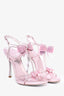 Rene Caovilla Pink PVC Crystal Embellished Bow Sandals Size 35.5