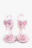 Rene Caovilla Pink PVC Crystal Embellished Bow Sandals Size 35.5