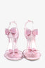 Rene Caovilla Pink PVC Crystal Embellished Bow Sandals Size 35.5