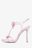 Rene Caovilla Pink PVC Crystal Embellished Bow Sandals Size 35.5