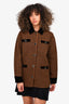 Sandro Brown/Black Houndstooth Velvet Trimmed Coat Size 36