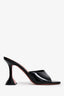 Amina Muaddi Black Patent Lupita Heeled Mules Size 37.5