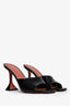 Amina Muaddi Black Patent Lupita Heeled Mules Size 37.5