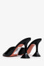Amina Muaddi Black Patent Lupita Heeled Mules Size 37.5