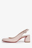 Christian Louboutin Pale Pink Patent Block Slingbacks Size 38