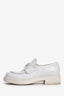 Prada White Leather Logo Brushed Loafers Size 38