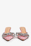 Mach & Mach Pink Lace Crystal Bow Kitten Heels Size 39