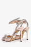 Mach & Mach Pink Satin Crystal Bow Ankle Wrap Heels Size 38 (As Is)