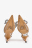 Mach & Mach Pink Satin Crystal Bow Ankle Wrap Heels Size 38 (As Is)