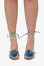 Aquazzurra Blue Floral Strappy Heels Size 38.5 (As Is)