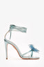 Aquazzurra Blue Floral Strappy Heels Size 38.5 (As Is)