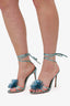 Aquazzurra Blue Floral Strappy Heels Size 38.5 (As Is)