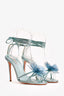 Aquazzurra Blue Floral Strappy Heels Size 38.5 (As Is)