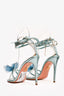 Aquazzurra Blue Floral Strappy Heels Size 38.5 (As Is)