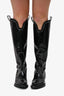 Ganni Black Patent Leather Cowboy Boot Size 38