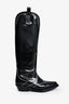 Ganni Black Patent Leather Cowboy Boot Size 38