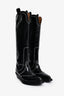 Ganni Black Patent Leather Cowboy Boot Size 38