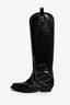 Ganni Black Patent Leather Cowboy Boot Size 38