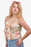 For Love & Lemons Ivory Floral Printed Strapless Top Size M
