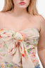 For Love & Lemons Ivory Floral Printed Strapless Top Size M