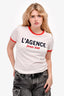 L'Agence White/Red Cotton Logo T-Shirt Size M