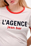 L'Agence White/Red Cotton Logo T-Shirt Size M
