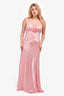 Bubishluxe Pink Satin Savannah Rosette Maxi Dress Size 6