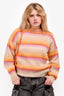 Isabel Marant Etoile Pink/Yellow Striped Super Kid Mohair Crewneck Sweater Size 38