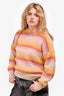 Isabel Marant Etoile Pink/Yellow Striped Super Kid Mohair Crewneck Sweater Size 38