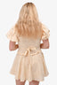 For Love & Lemons Beige Floral Peter Pan Collar Puff Sleeve Mini Dress Size S