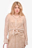 L'Academie Beige Sheer Floral Button Down + Skirt Set Size M
