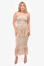 Tularosa Beige Cableknit Fringe Strapless Top + Maxi Skirt Set Size M