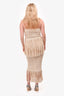 Tularosa Beige Cableknit Fringe Strapless Top + Maxi Skirt Set Size M