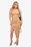 Fanci Club Beige Mesh Rosette Mini Dress Size M
