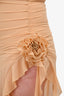 Fanci Club Beige Mesh Rosette Mini Dress Size M