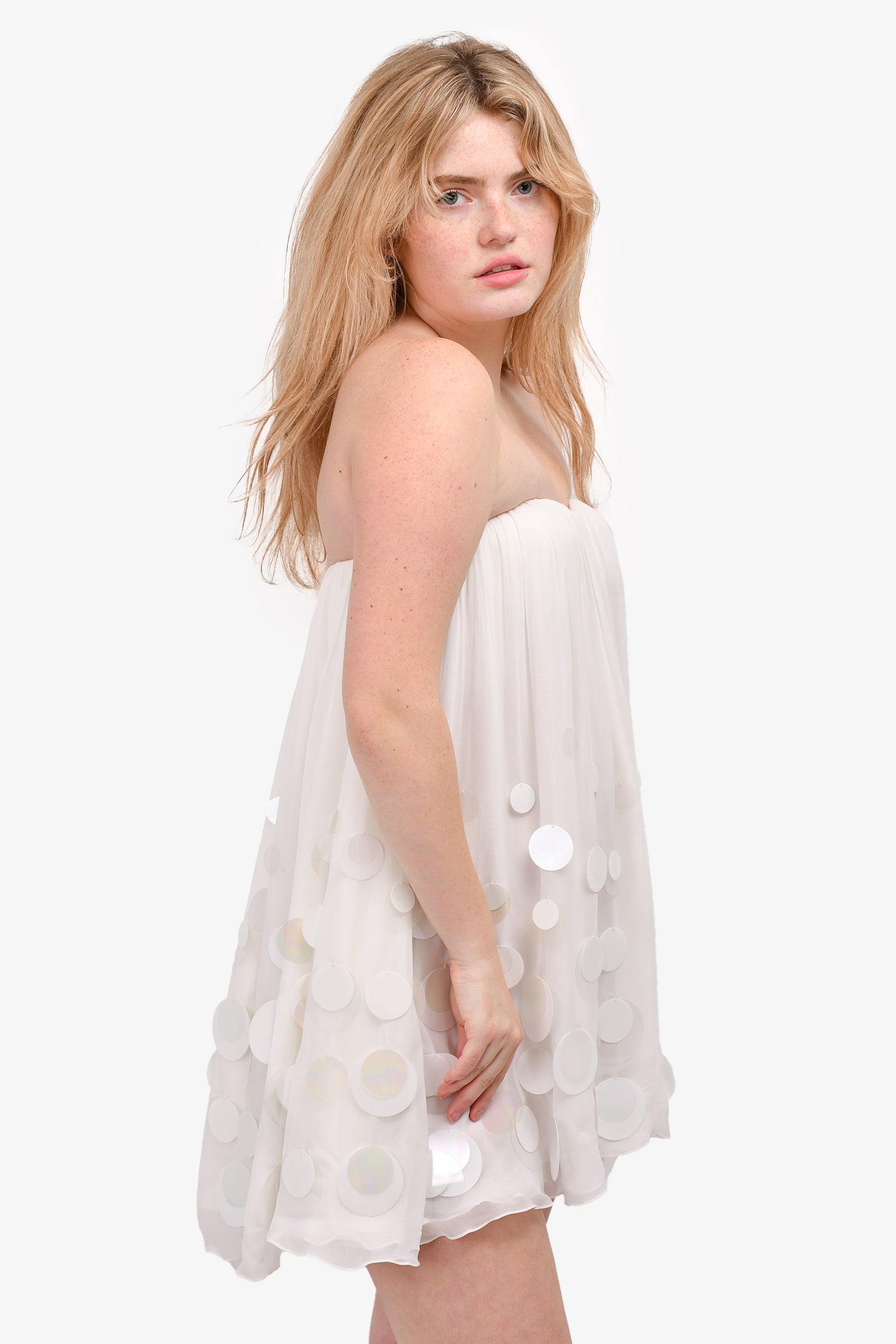 Retrofete White Strapless Sequin Mini Dress Size S – Mine & Yours