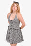 For Love & Lemons Black/White Floral Gingham Halter Mini Dress Size M