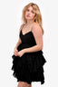 Aje Black Pleat Elsie Mini Dress Size 10
