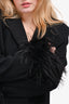 House of CB Black Feather Trimmed Oversized 'Esme' Blazer Size S