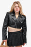 Camila Coelho Black Leather Studded Cropped 'Rowan' Jacket Size M