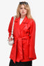 For Love & Lemons Red Faux Leather Belted Jacket Size M