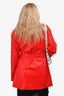 For Love & Lemons Red Faux Leather Belted Jacket Size M