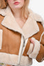 Ducie London Tan Lamb Leather Shearling Aviator Jacket Size M